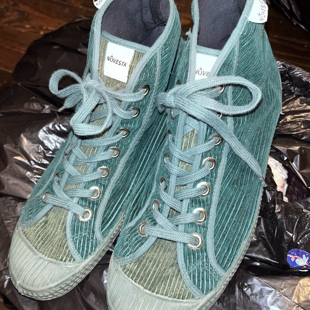 Novesta Green Corduroy High-Top Sneakers